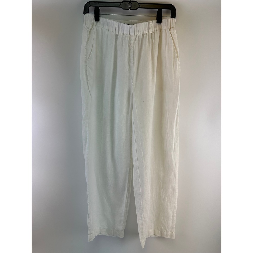 Quince White European Flax Linen Pant Pull On Relaxed Comfort Pockets Small - Picture 2 of 16